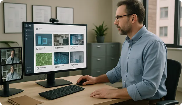 Educator using Visla Workspaces for Education to organize and manage department-wide course content